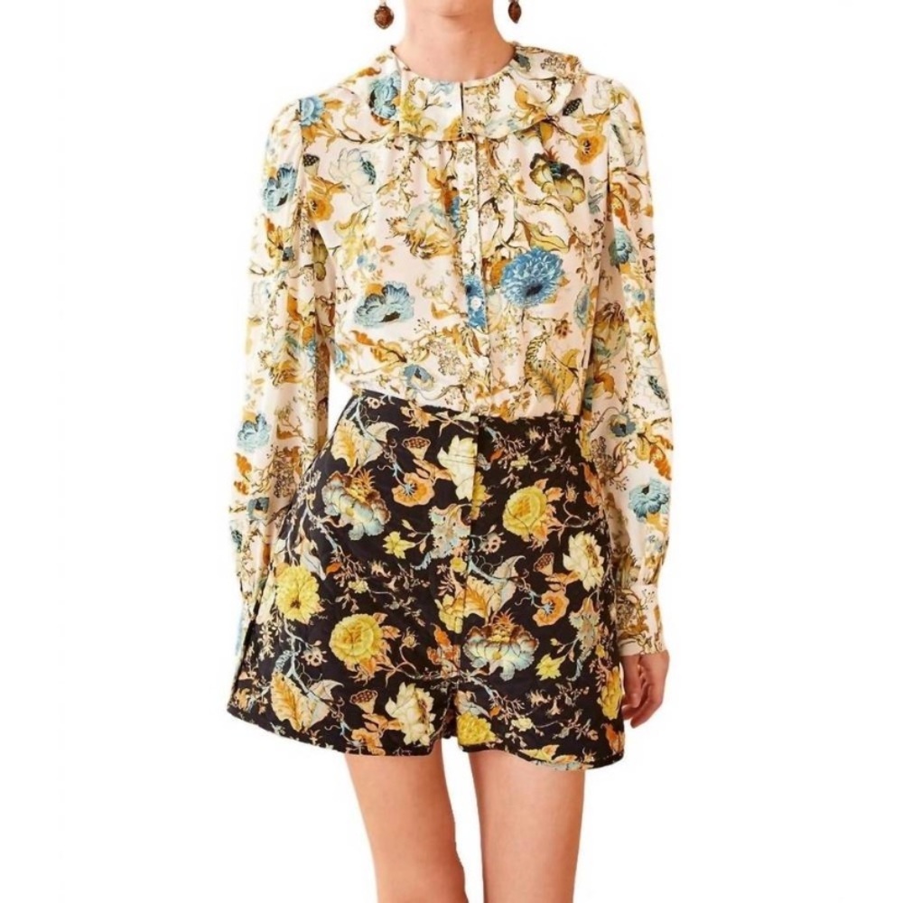 Ulla Johnson Cade Shorts Quilted Floral Baroque Silk High Waisted Size 00